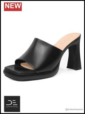 High Platform Sandals Women Square Toe Chunky Heel Block Heeled Slip On Open